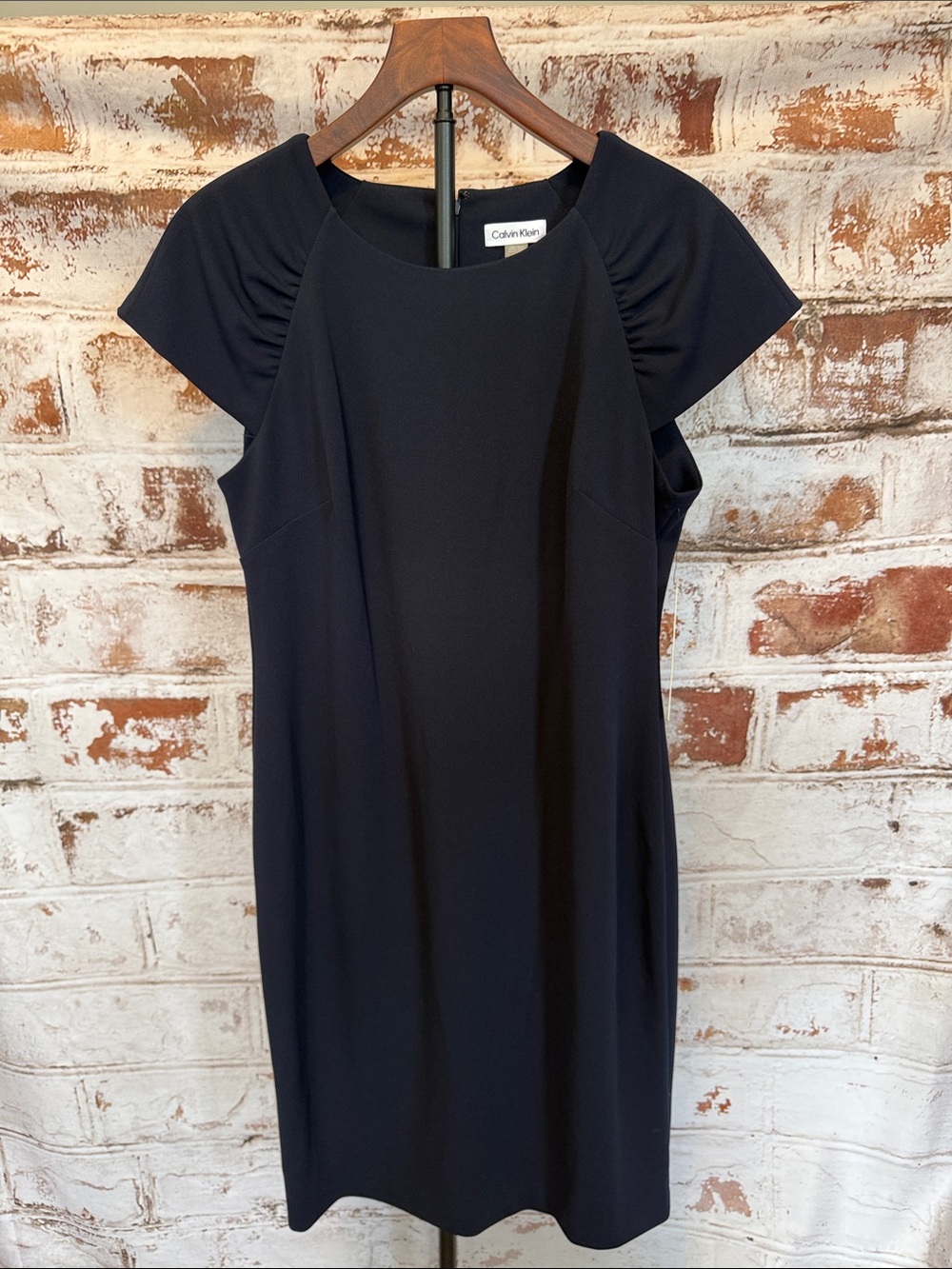 Calvin Klein Navy Ruched Short-Sleeve Sheath Dress